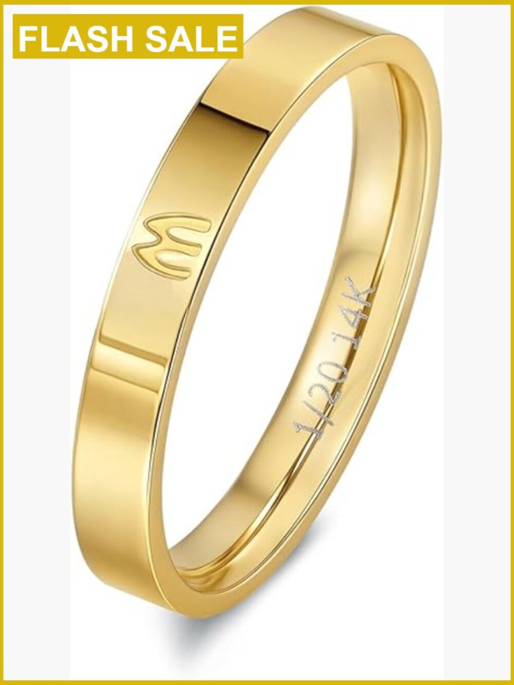 14K Gold Filled Initial Ring Stackable Band Wedding